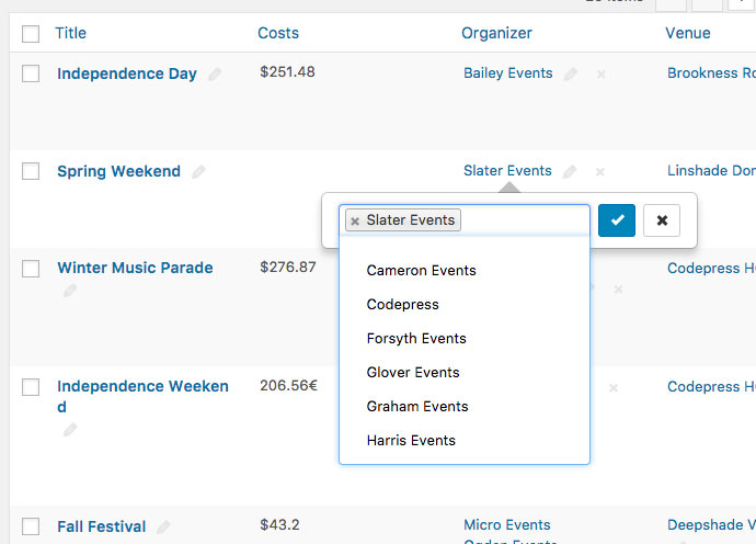 Quickly Edit your Events Quickly Edit your Events