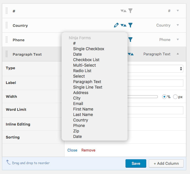 Edit, Sort and Filter your Submission Fields Edit, Sort and Filter your Submission Fields