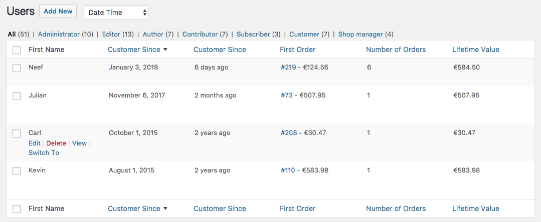 WooCommerce User Insights