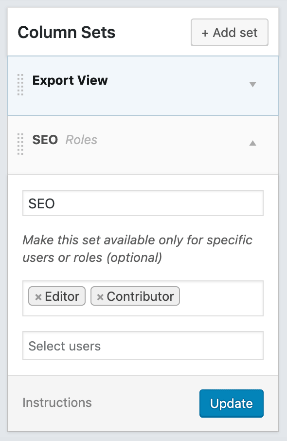 Assing a user or role to a table view