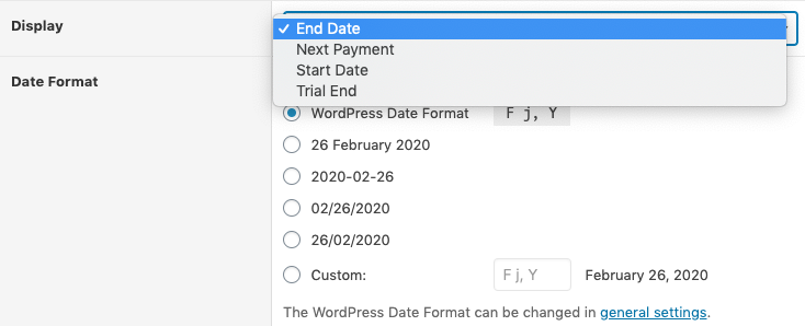 Date column settings