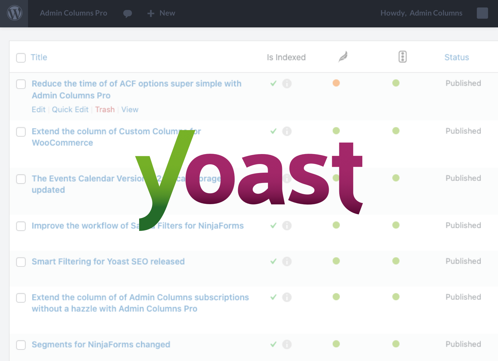 Yoast and Admin Columns Pro