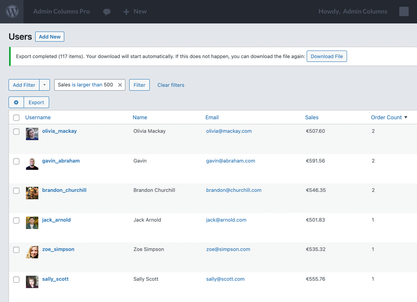 Export WooCommerce customers