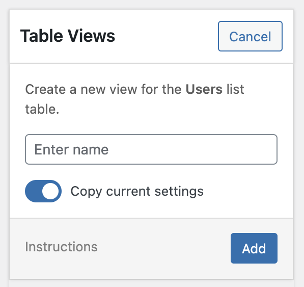 Add a new table view with Admin Columns.