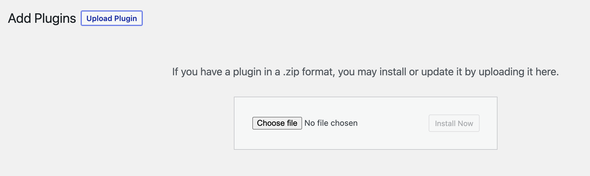 Upload plugin file on WordPress backend