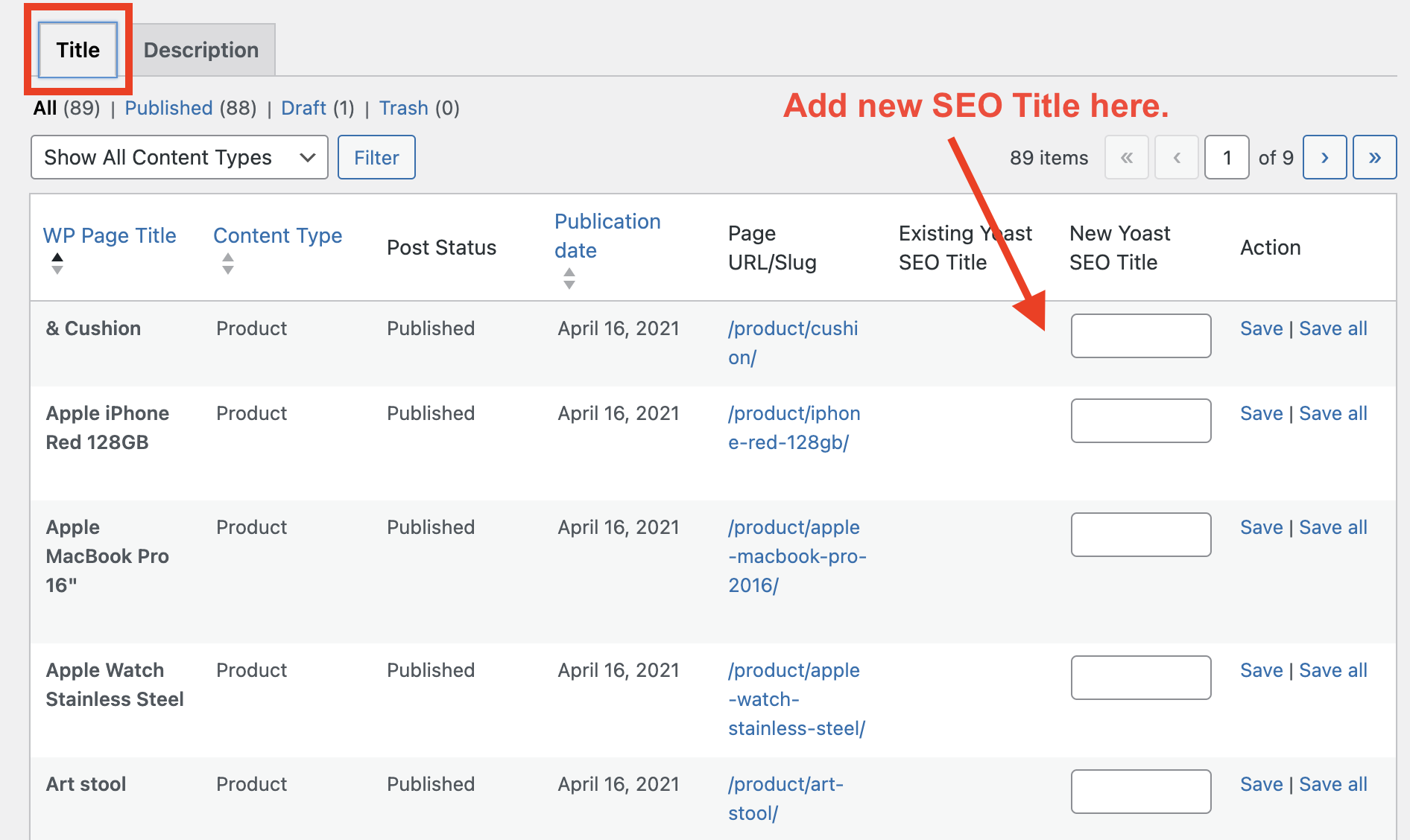 Edit SEO Titles in bulk