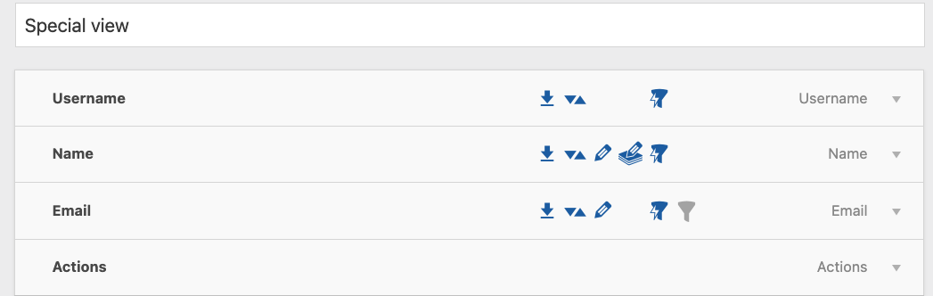 Table view columns