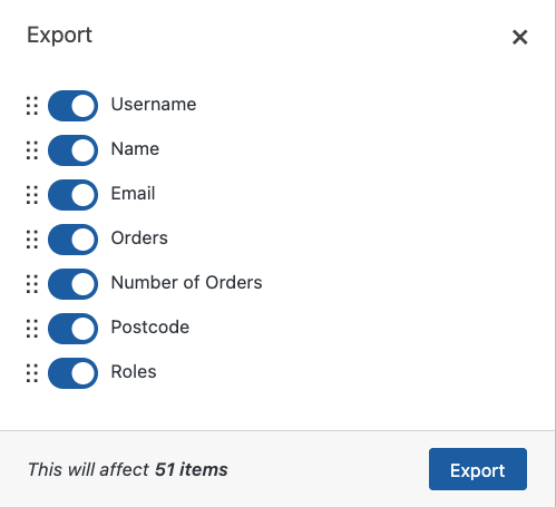 Export customer data with Admin Columns