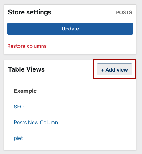 Adding a new Table view