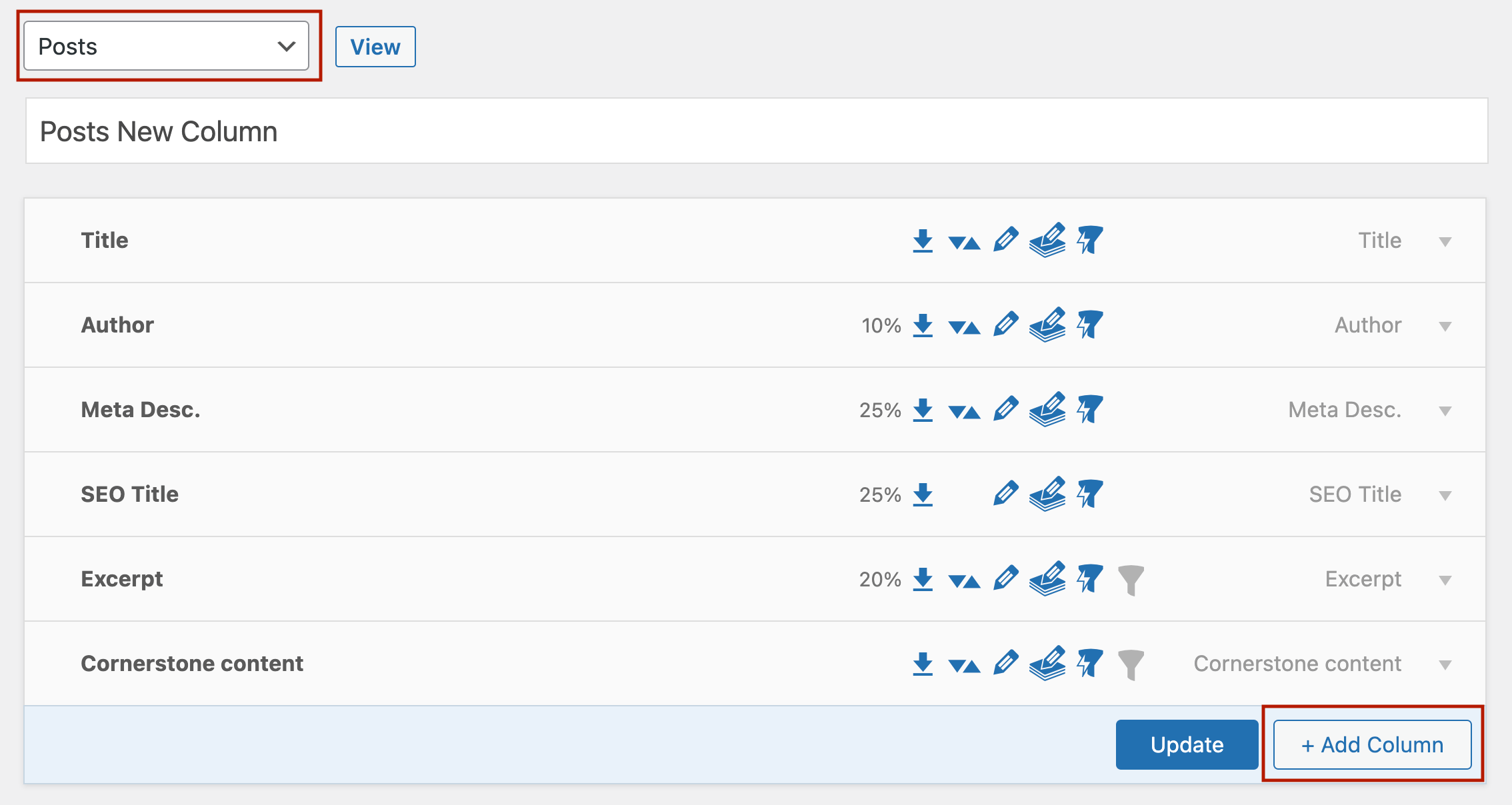 Selecting the posts table views