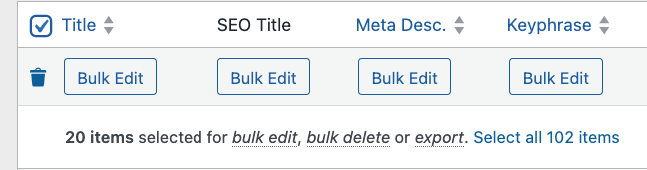 Select all items function in Admin Columns