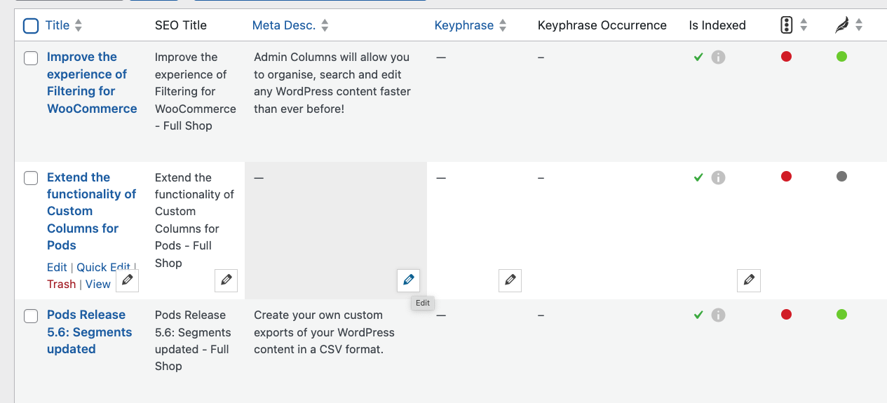 Inline editing with Admin Columns