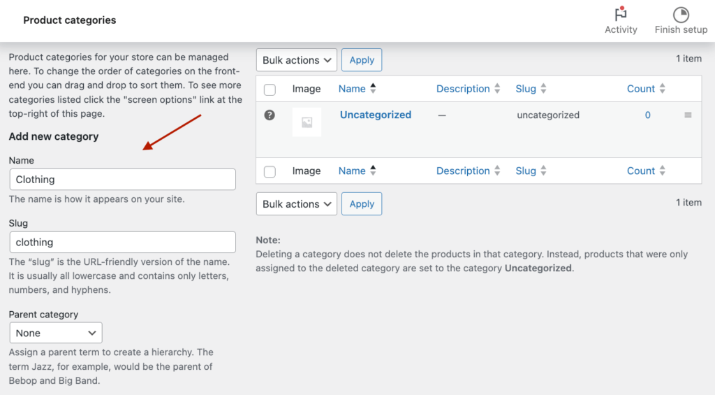 Adding a new category to WooCommerce