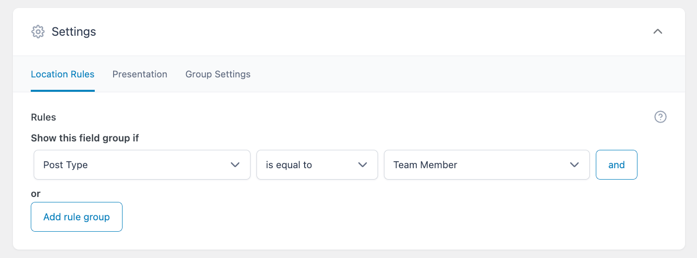 13 – Field group location rules