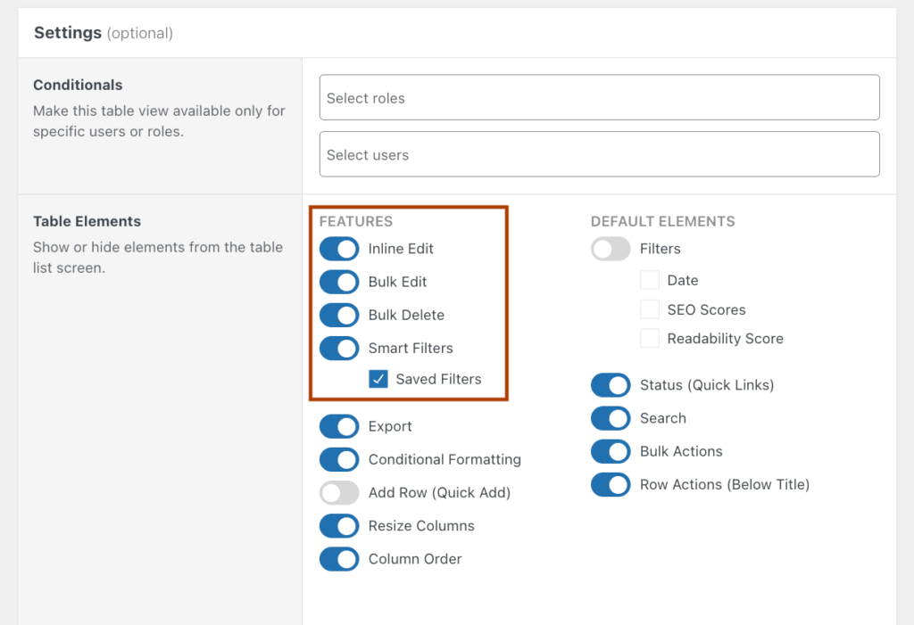 18 – Enabling Inline Edit and Smart Filters from the table view settings