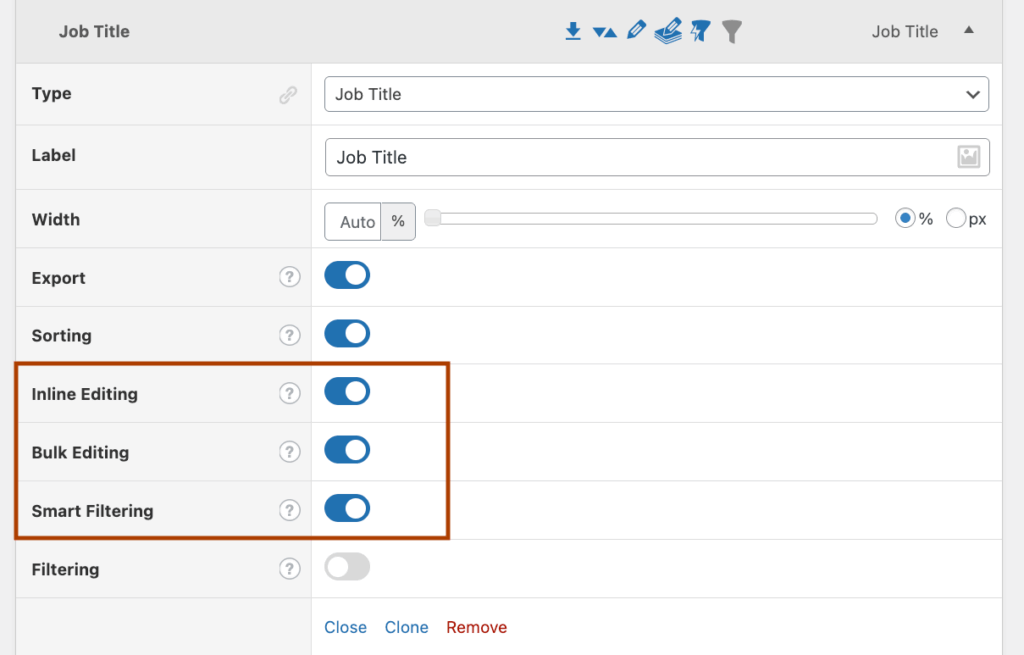 19 – Adjusting individual column settings