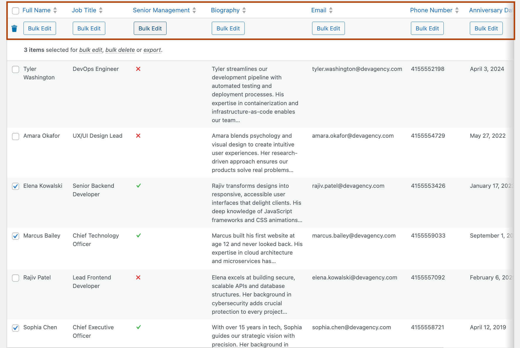 4 – Bulk Editing for a custom post type