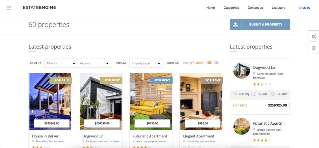 EstateEngine demo site for real estate