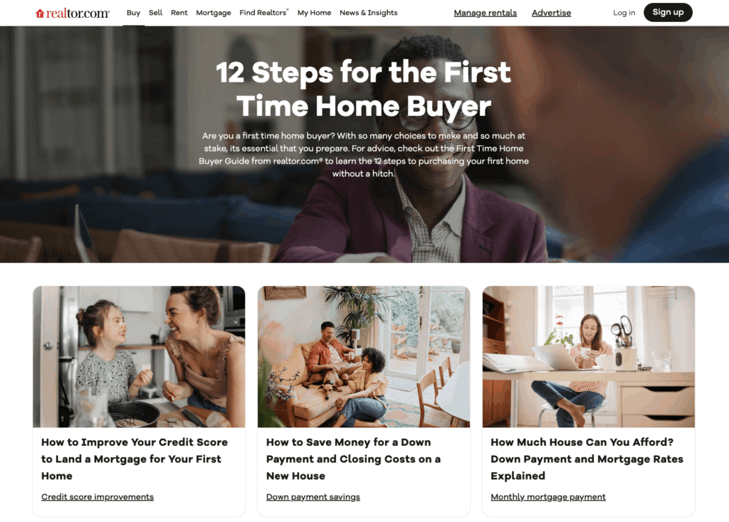 Realtor.com’s article collection about first-time home buyers