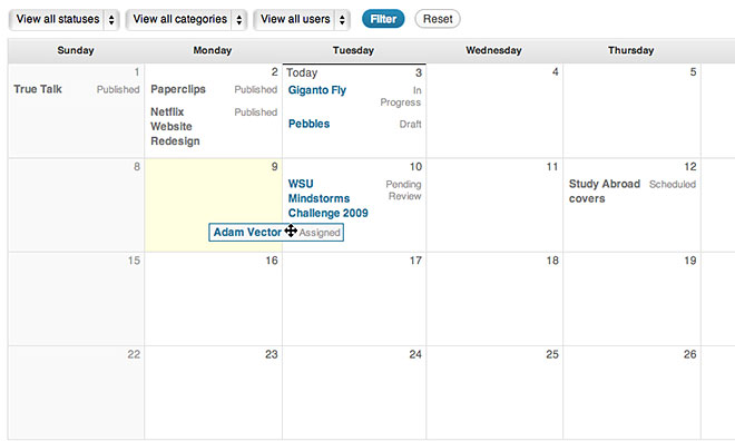 5 – Example of a content calendar by PublishPress