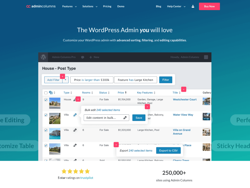 8 – Admin Columns homepage