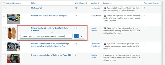 9 – Inline editing a post title