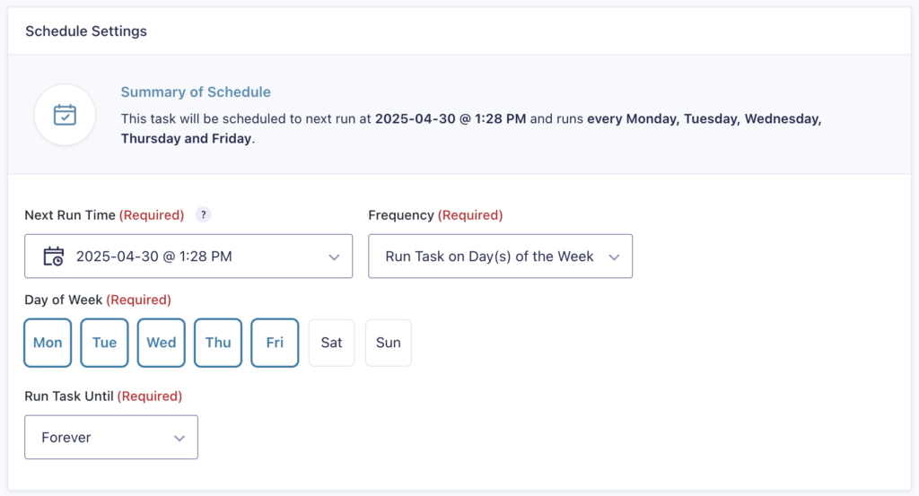 11 – Setting an export schedule for multiple forms