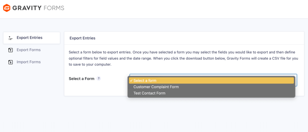 2 – Select forms to export