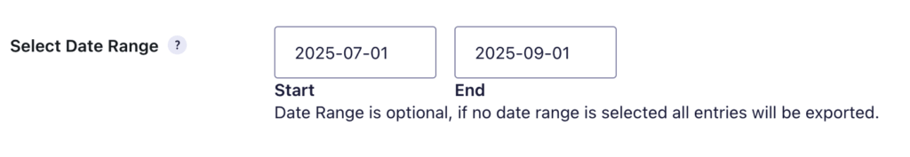 5 – Export entries date range
