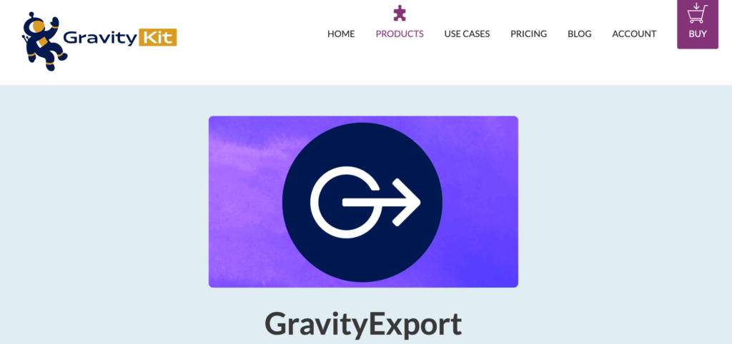 6 – Gravity Export homepage