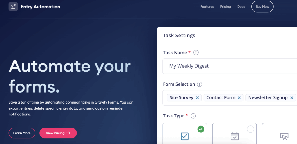 7 – Entry Automation homepage