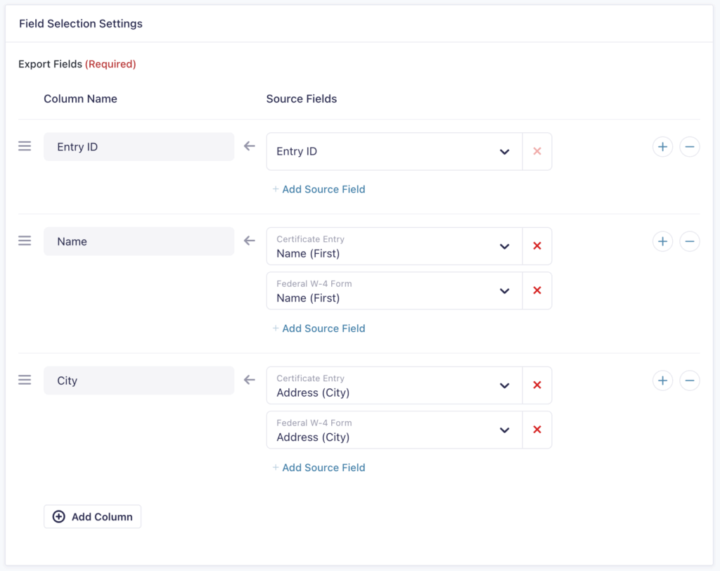 9 – Mapping out the fields for form export