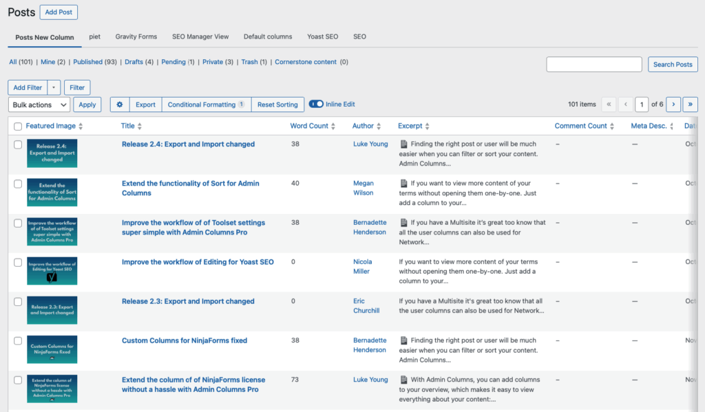 1 – Post featured images as columns