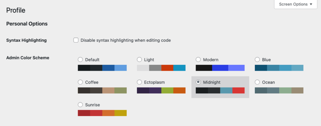 16 - Admin color scheme in WordPress