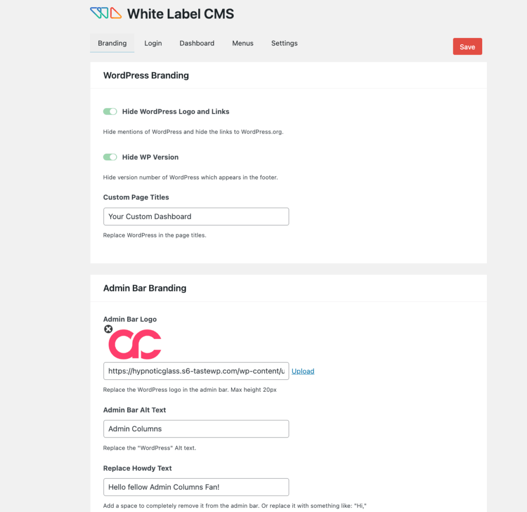 17 - White Label CMS branding settings