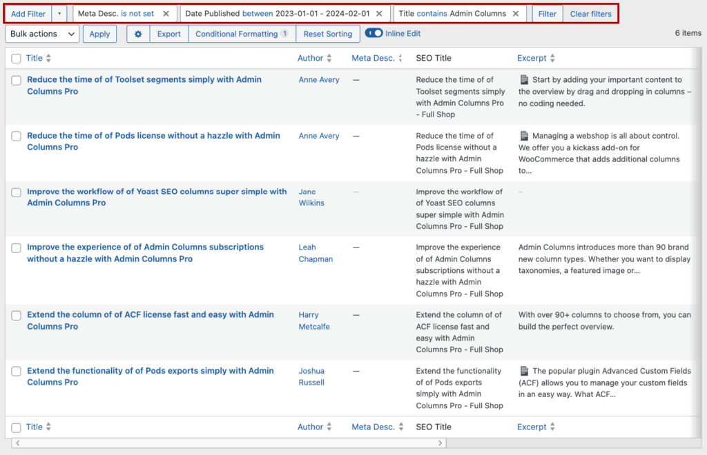 4 – Adding multiple custom filters to posts
