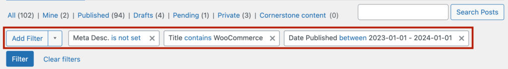 7 – Multiple filters added with Admin Columns to segment content