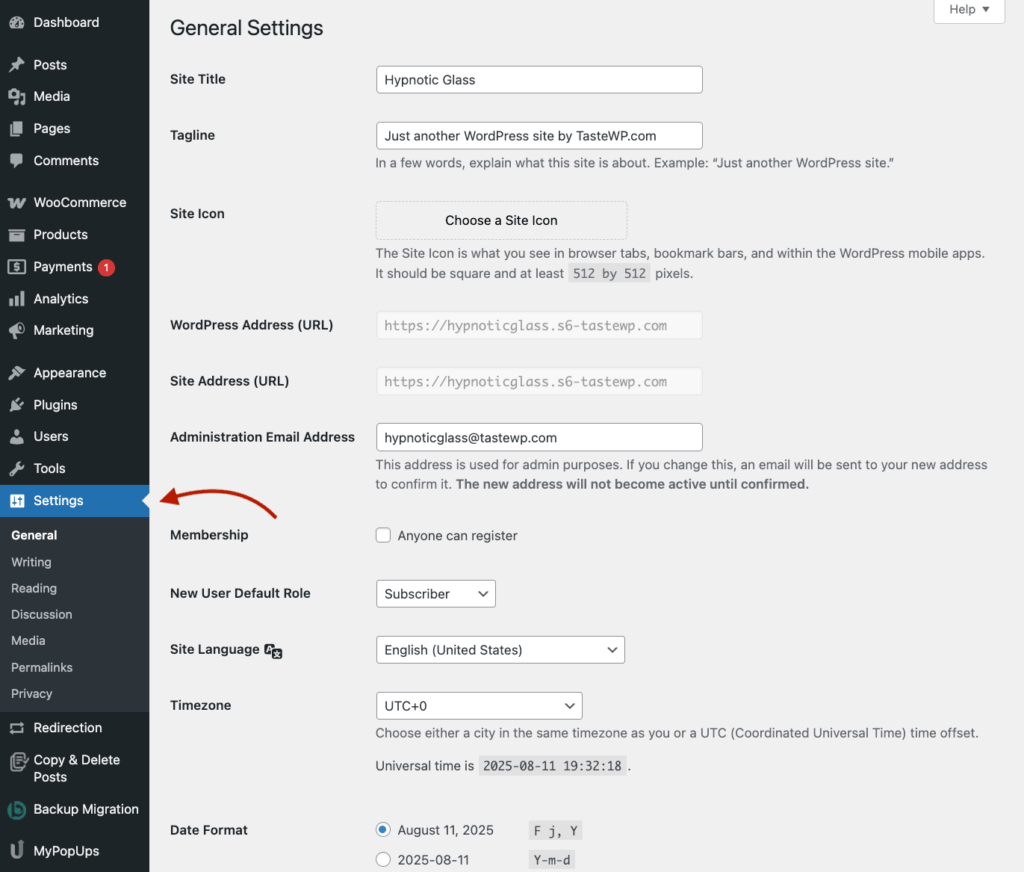 9 - General WordPress settings